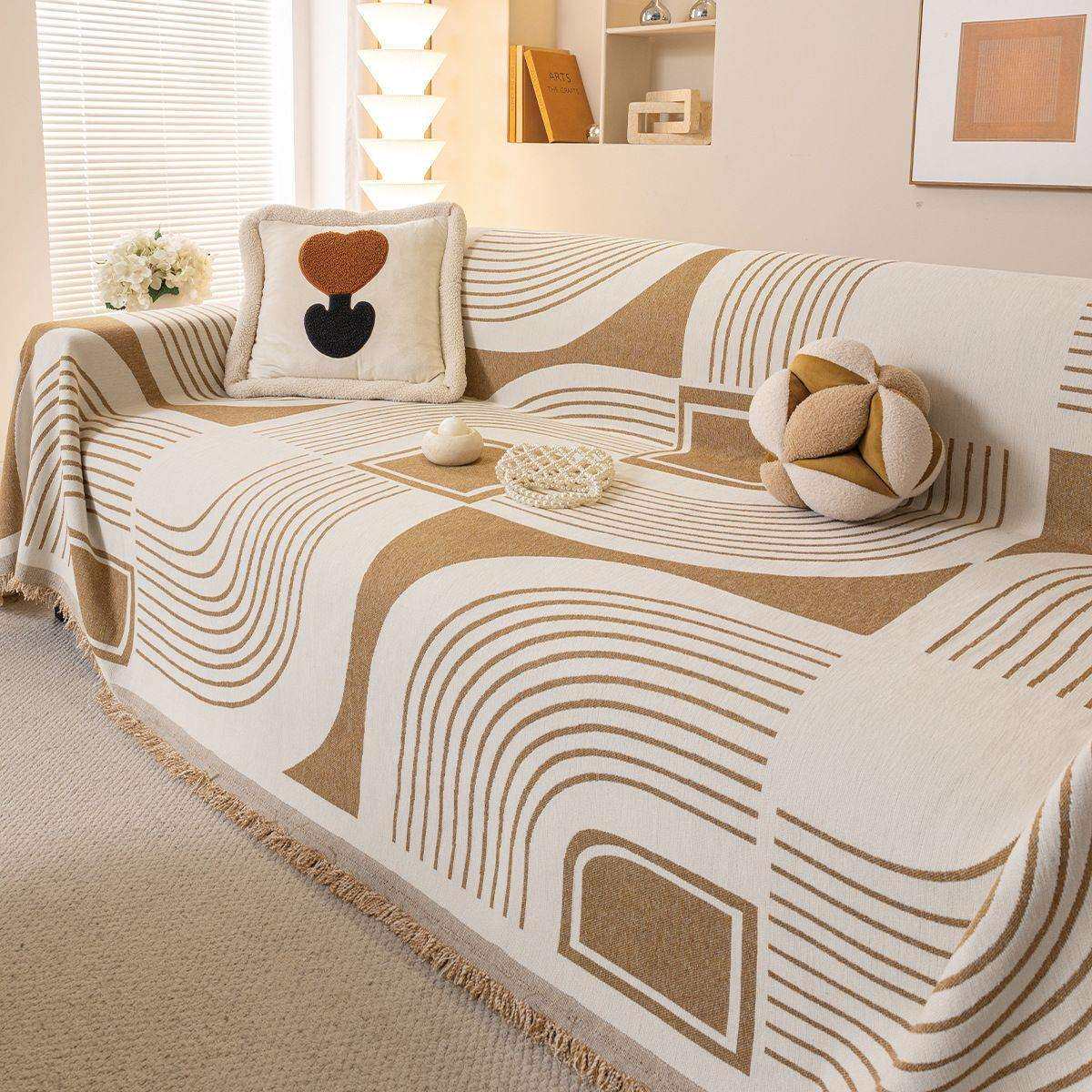 简约现代沙发盖布高级感夏雪尼尔四季通用沙发巾沙发盖毯沙发坐垫