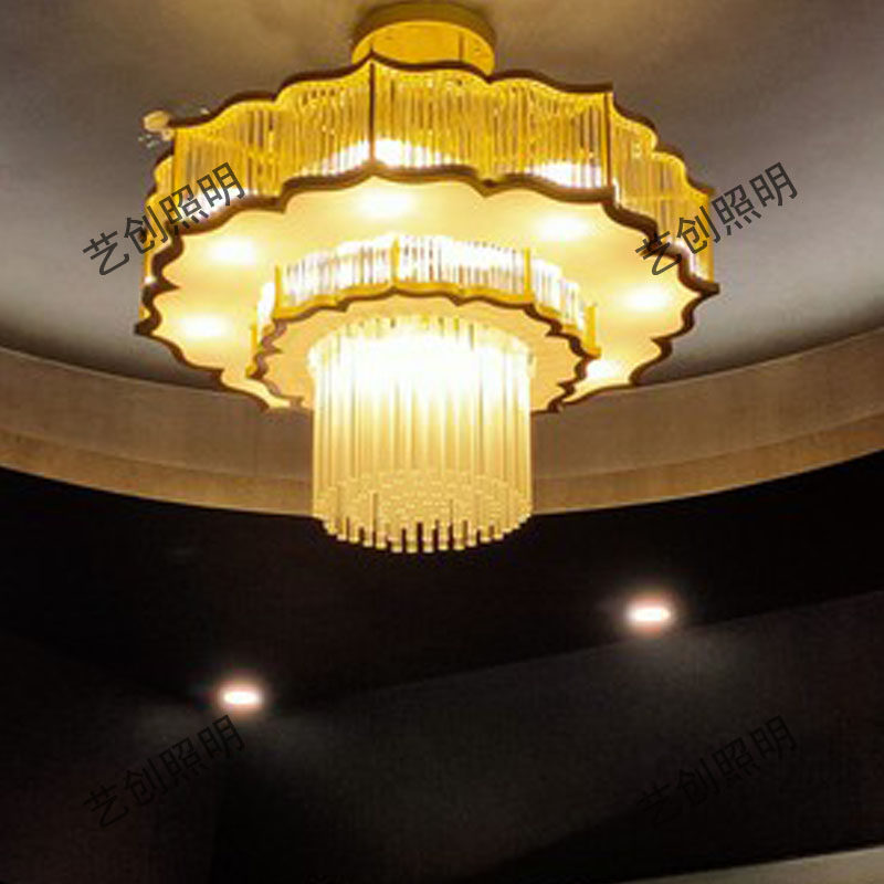 新中式吊灯客厅中国风复式楼包间饭店水晶别墅灯轻奢酒店大厅灯具