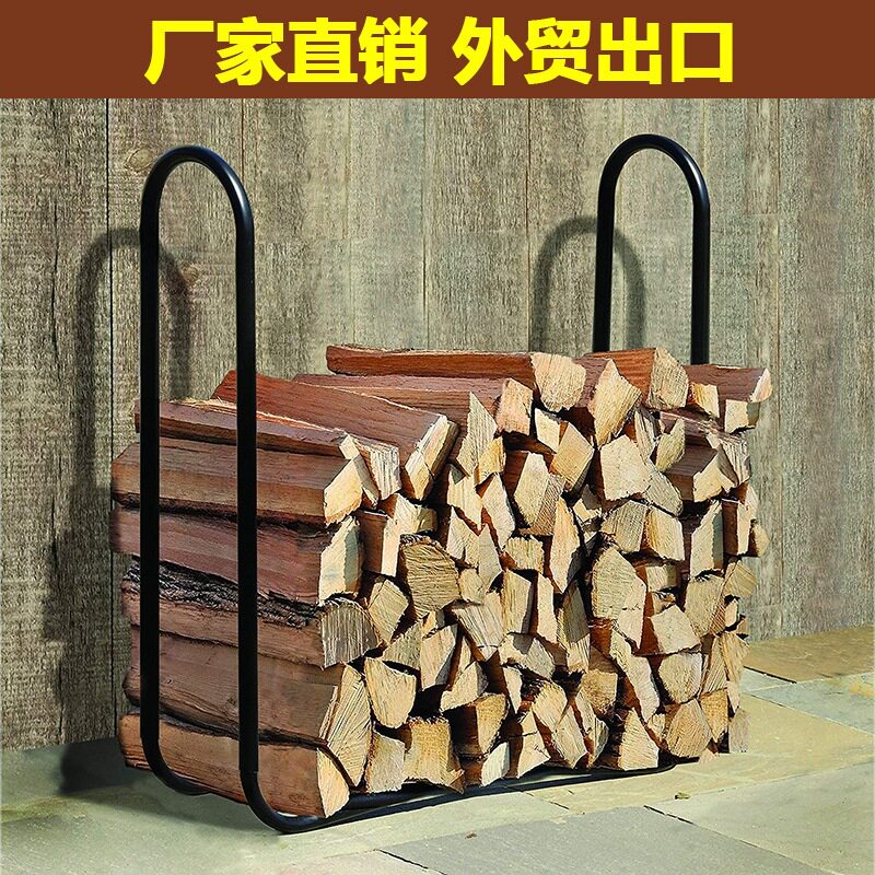 厂家直销 热销铁艺壁炉工具 户外火柴收纳架 黑色铁艺 圆管柴火架