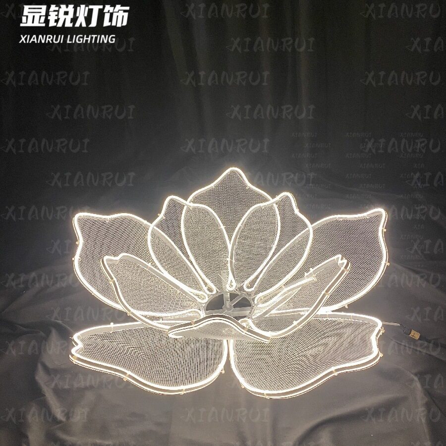 户外镂空花朵铁艺造型灯场景仿真花节日亮化艺术绿植装饰景观灯