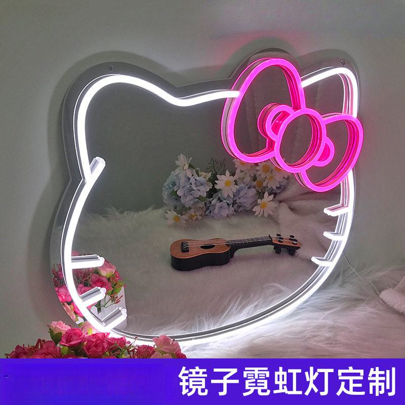 创意霓虹猫咪镜面装饰灯