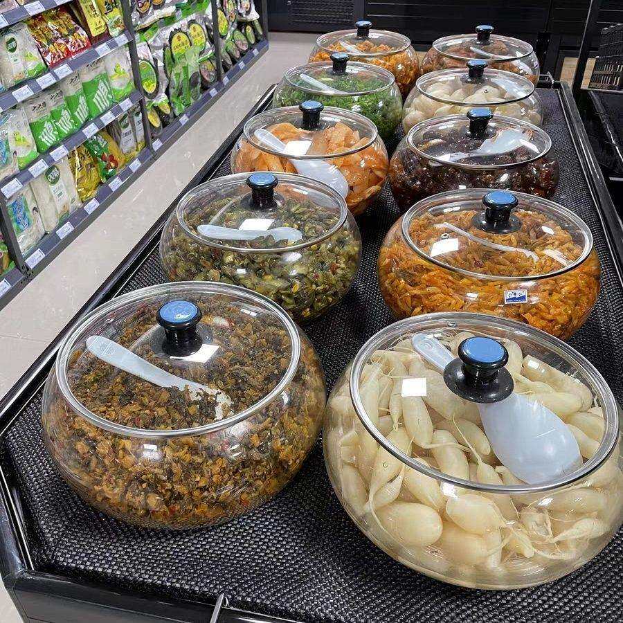 新款加厚大口咸菜带盖坛子玻璃酱菜腌菜酸野玻璃缸泡菜坛超市直销