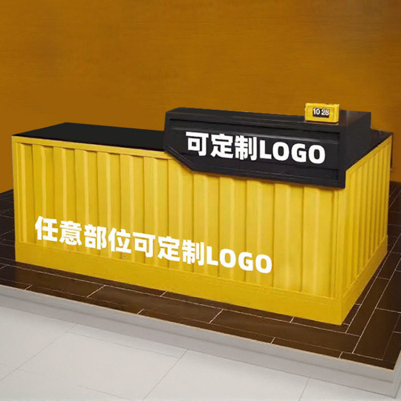 工业风铁艺复古转角前台收银台