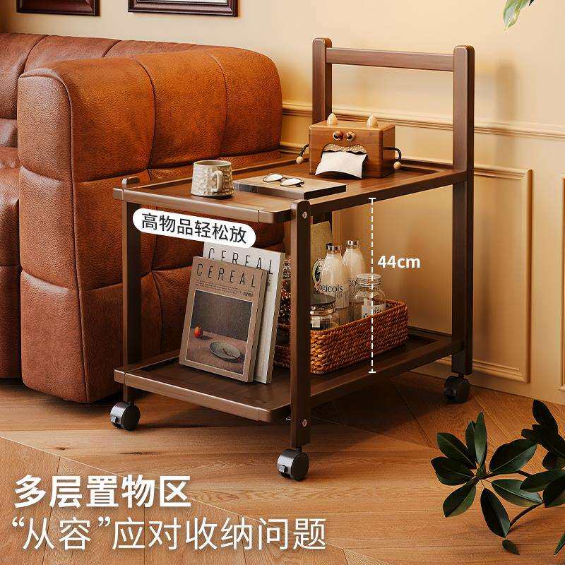 批沙发边几可移动客厅小推车置物架带轮中古风小茶几家用简易小桌