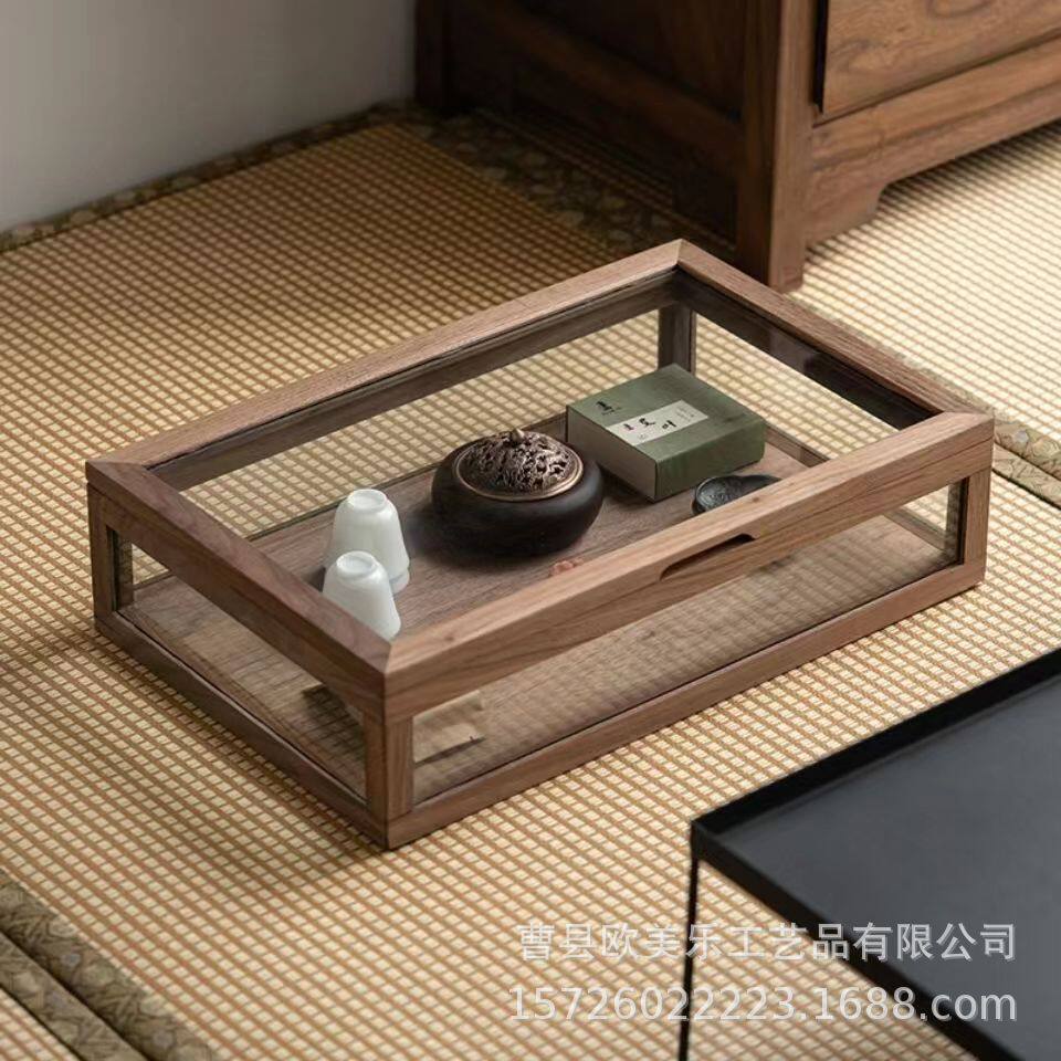 胡桃木茶具收纳盒茶壶配件桌面防尘展示盒透明亚克力首饰陈列柜