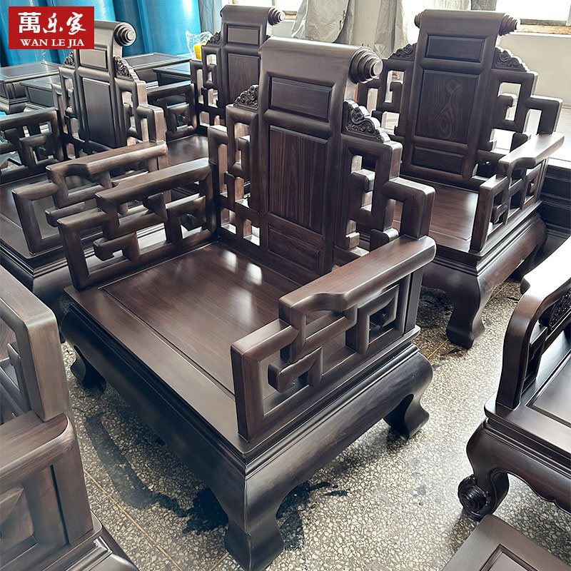 印尼黑酸枝中式深雕大款沙发