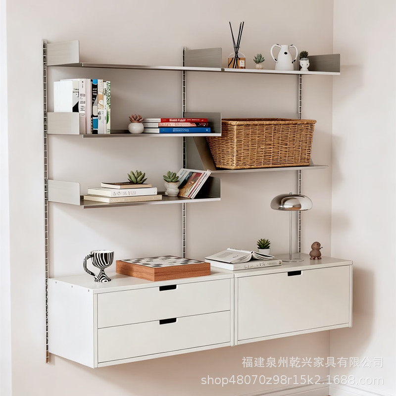 简约隐形壁挂式升降置物架可移动展示架收纳架vitsoe606轨道书架