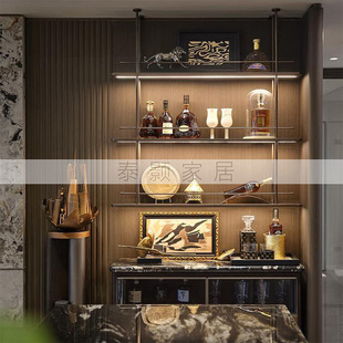 现代简约摆件复古酒柜餐边柜软装客厅样板房家居极简感展示柜装饰