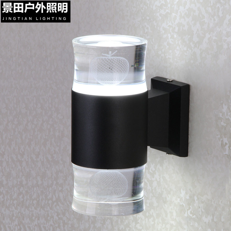景田 现代简约LED壁灯2*5W花纹双头照明过道灯户外防水防潮壁灯