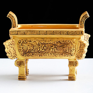 陶瓷有求必应方鼎香炉仿古铜四足方形香炉家用进宝供奉插香炉