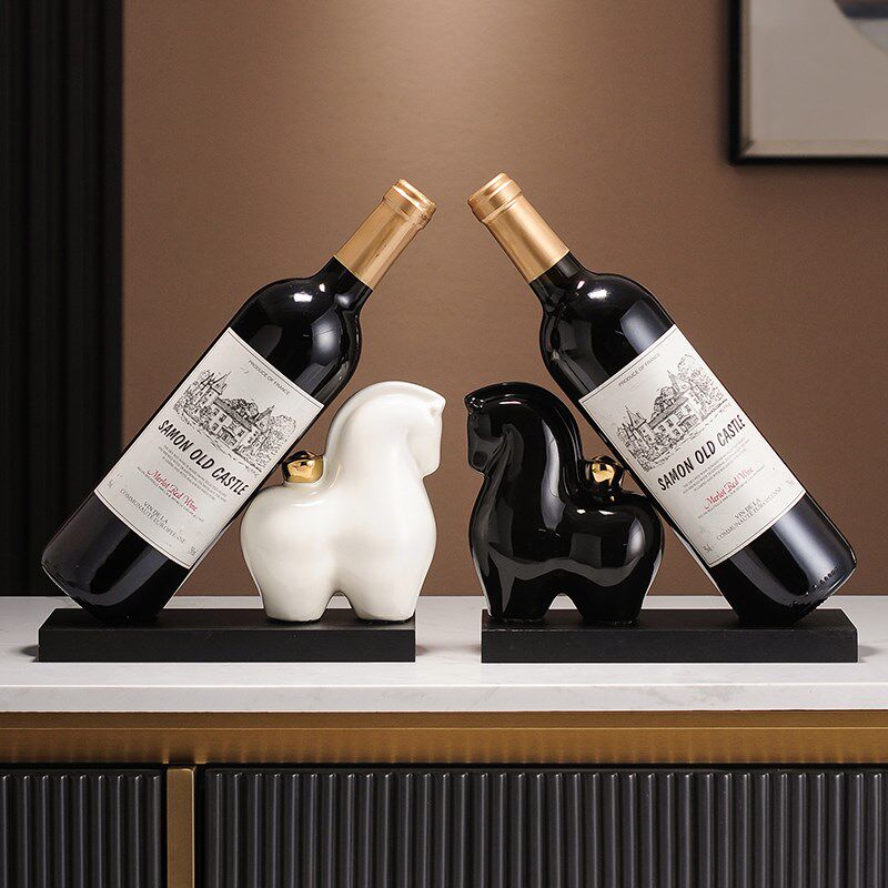 马上有钱酒架摆件新中式轻奢创意红酒瓶酒M托客厅酒柜装饰乔迁礼
