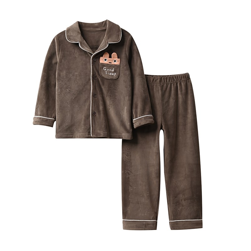 180澳毛绒 儿童家居服套装 男童长袖长裤睡衣O睡裤 中大童秋冬新