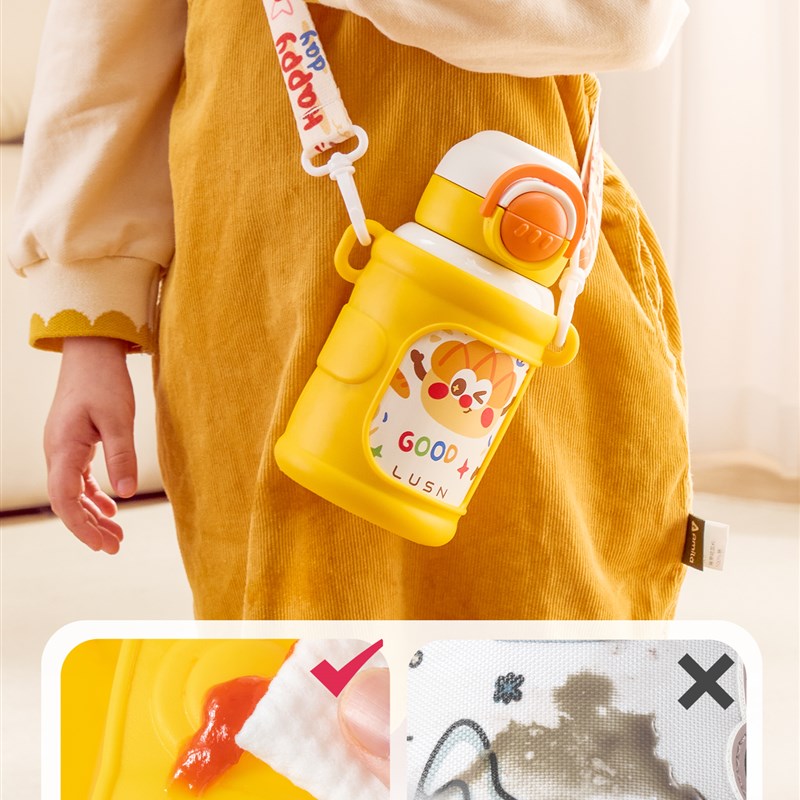 如山儿童保温杯宝宝吸管r杯小月龄学饮杯婴幼儿316不锈钢双饮水杯