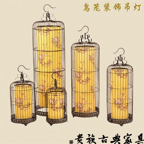 新中式铁a艺鸟笼灯创意吊灯古典过道灯饰餐厅灯具酒店挂灯复古灯