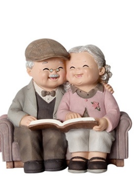 创意情侣纪念日老头老太太家居装饰品小摆件爷爷奶V奶老人生日礼