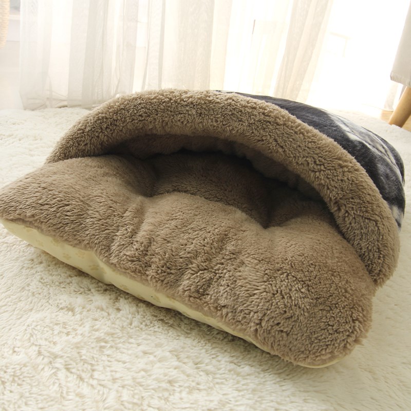 猫睡袋冬季保暖猫窝m羊羔绒半封闭猫咪睡觉窝冬天加厚可钻被子窝