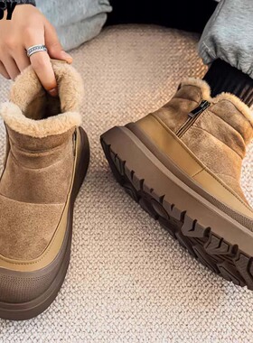 德国特大码冬季男士雪地靴加绒加厚底宽楦马丁靴户外大脚保暖棉鞋