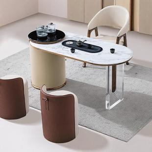 极简超晶石茶桌小户型家用阳台小型轻奢泡茶台简约茶 2508意式