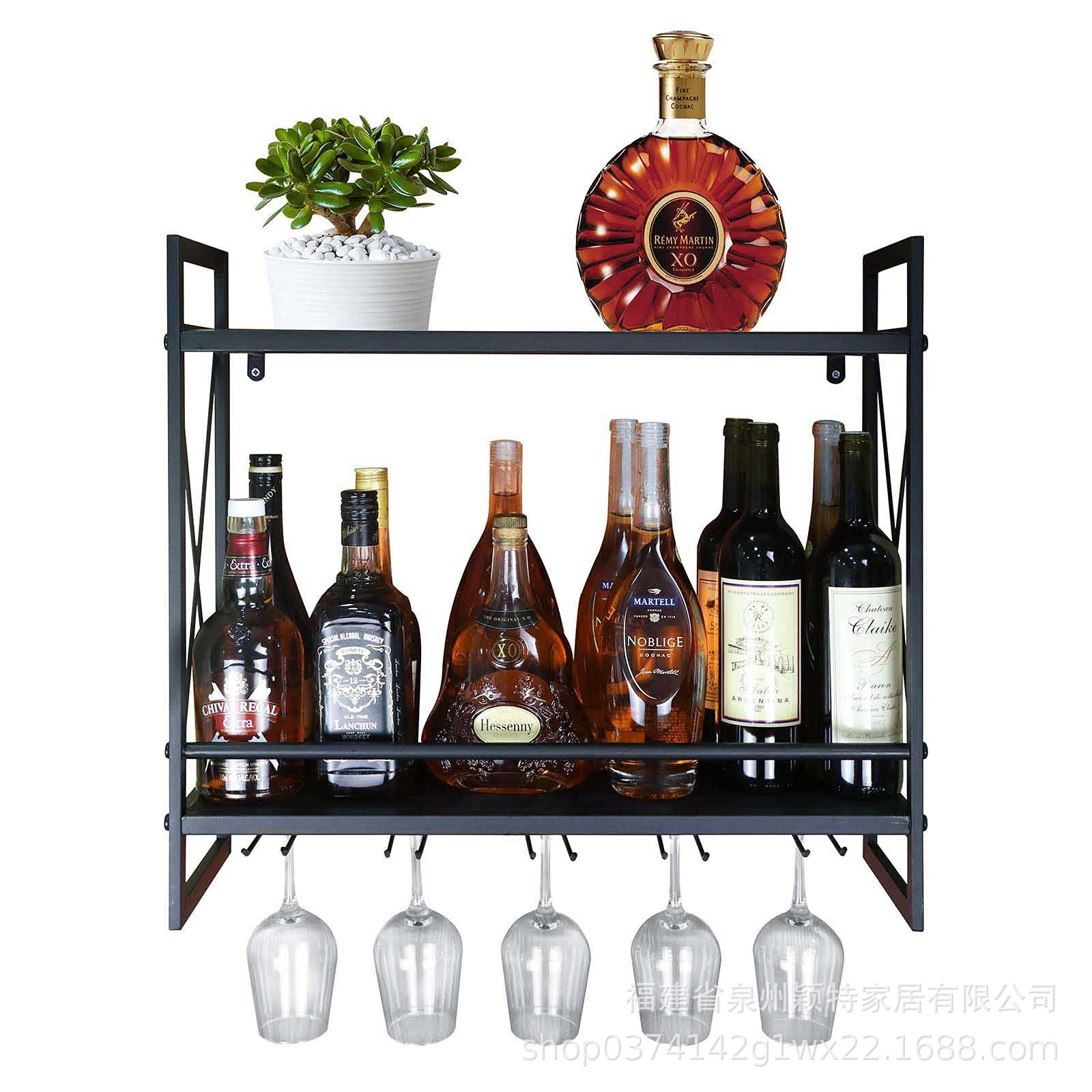 跨境金属壁挂式红酒架酒庄酒吧红酒展示架厨房调料架红酒杯架批发图片