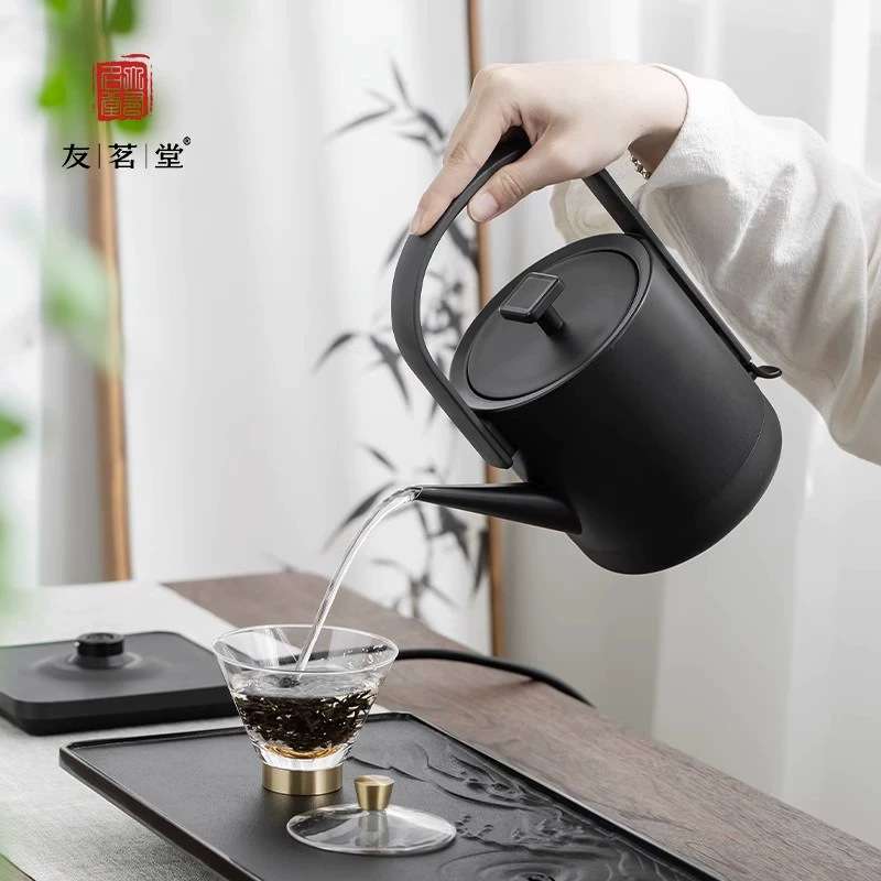 友茗堂电热水壶家用泡茶烧水壶电热壶电水壶底部黑白简约烧水壶
