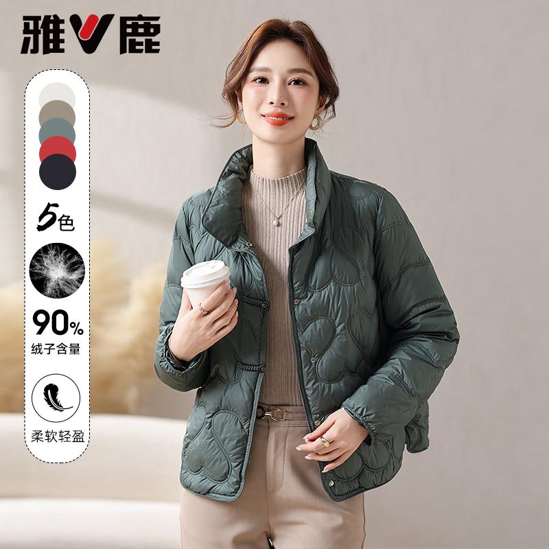 轻薄短款羽绒服盘扣外套时尚立领