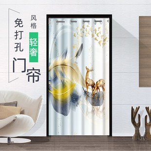 高1 门帘家用免打孔厨房遮挡帘卧室空调挡风防冷气门帘2024新款