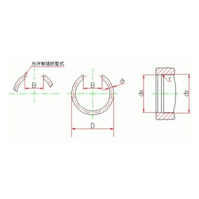 304不锈钢挡h圈止动n环C型卡簧圆线经1.5毫米轴用孔内弹簧订做非