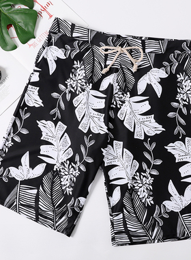 可下水沙滩裤p男士宽松五分裤泳裤黑色