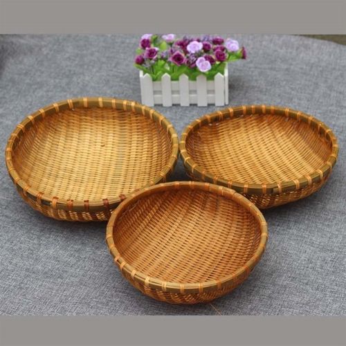 手工小号家用圆形藤柳编针线馒头茶叶厨房笸箩收纳筐柳条竹编簸箕