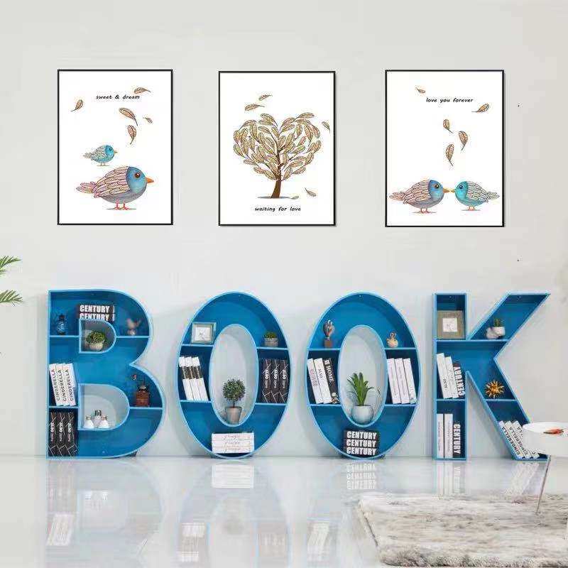 个性铁艺字母数字书架墙上书柜壁挂儿童书架客厅卧室置物架展示架,住宅家具,书架,淘宝优惠券,粉丝福利购,淘宝优惠卷