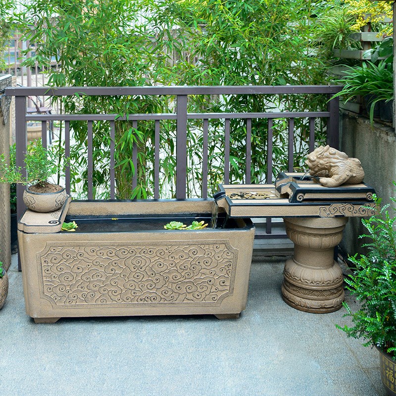 户外落地流水摆件循环水景招财阳台露台花园庭院室外鱼池造景布置