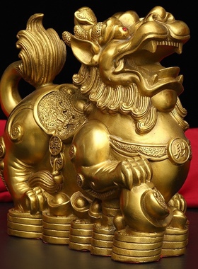 招财纯铜貔貅摆件一对皮丘客厅公司店铺乔迁送礼大号貔恘开业摆设