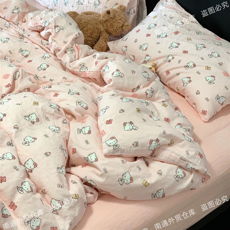 少女心A类母婴级全棉有氧双层纱四件套纯棉纱布三件套亲肤裸睡,床上用品,床品套件/四件套/多件套,淘宝优惠券,粉丝福利购,淘宝优惠卷