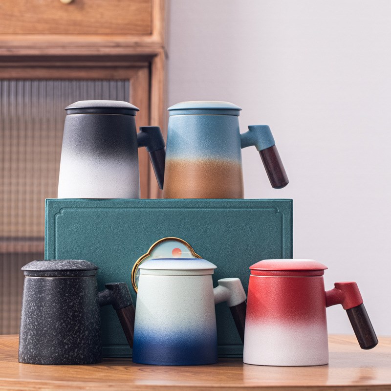 陶瓷茶水分离泡茶杯子男士个人办公室带过滤茶漏水杯定制