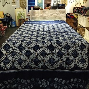 飾畫柜臺(tái)布壁掛云南民族特色扎染桌布 大理白族手工染布屋頂背景裝