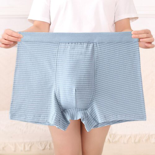 300斤可穿全棉中腰男内裤宽松加大码透气式平角裤条纹纯棉四角裤