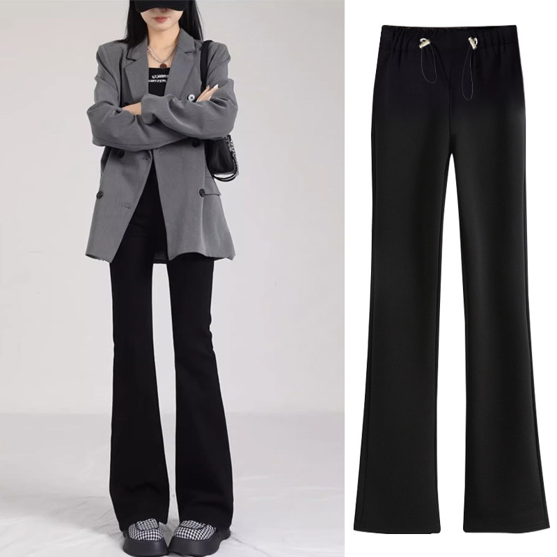 孕妇裤春秋款202n4外穿大码加长版显瘦垂感小个子打底喇叭长裤春