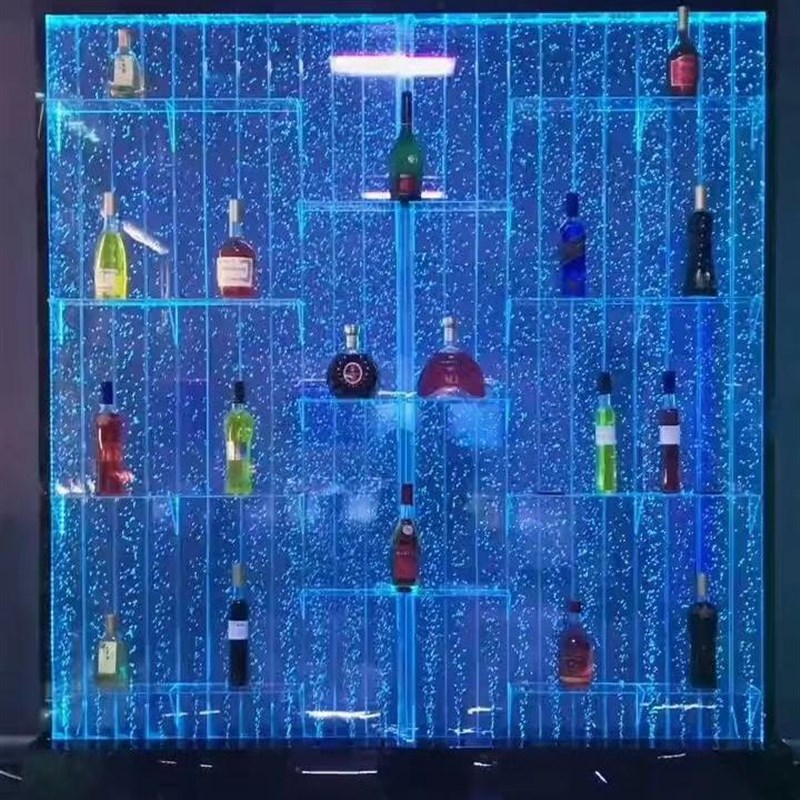 水幕屏风隔断墙变光流水墙气泡大型亚克力玄关鱼缸客餐厅水幕酒柜