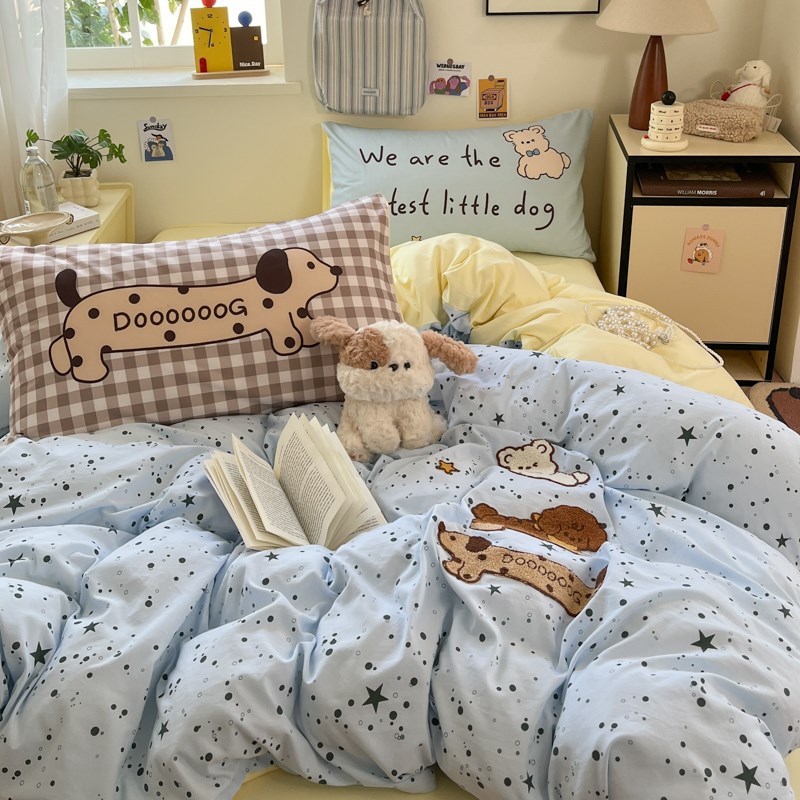 ins全棉四件套床上2025新款纯棉床单被套被罩床品学生宿舍三件套4