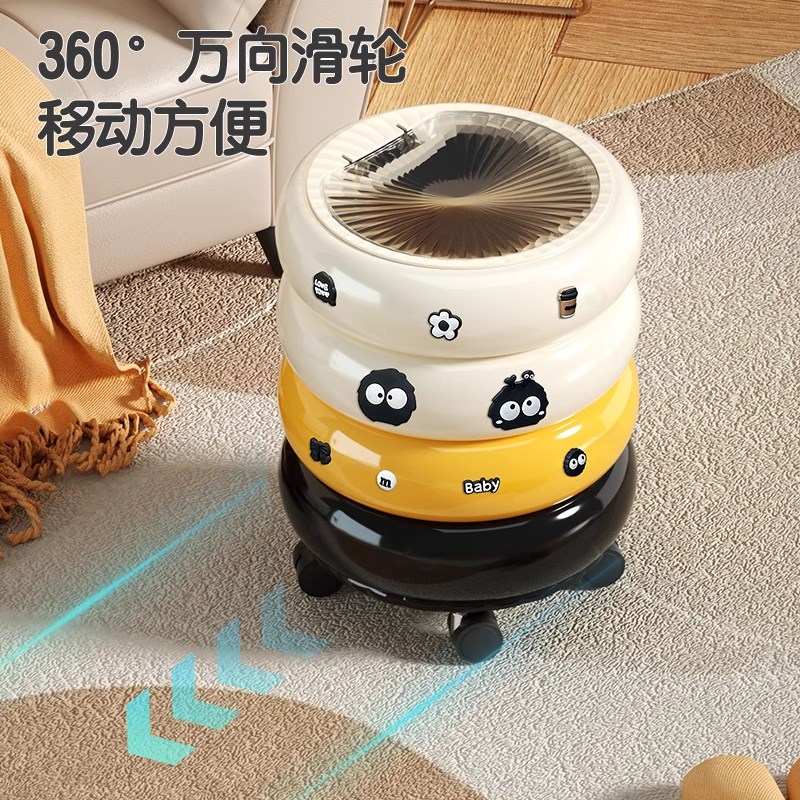 高颜值滑轮大容量垃圾桶2025新款甜甜圈家用客厅厨房纸篓