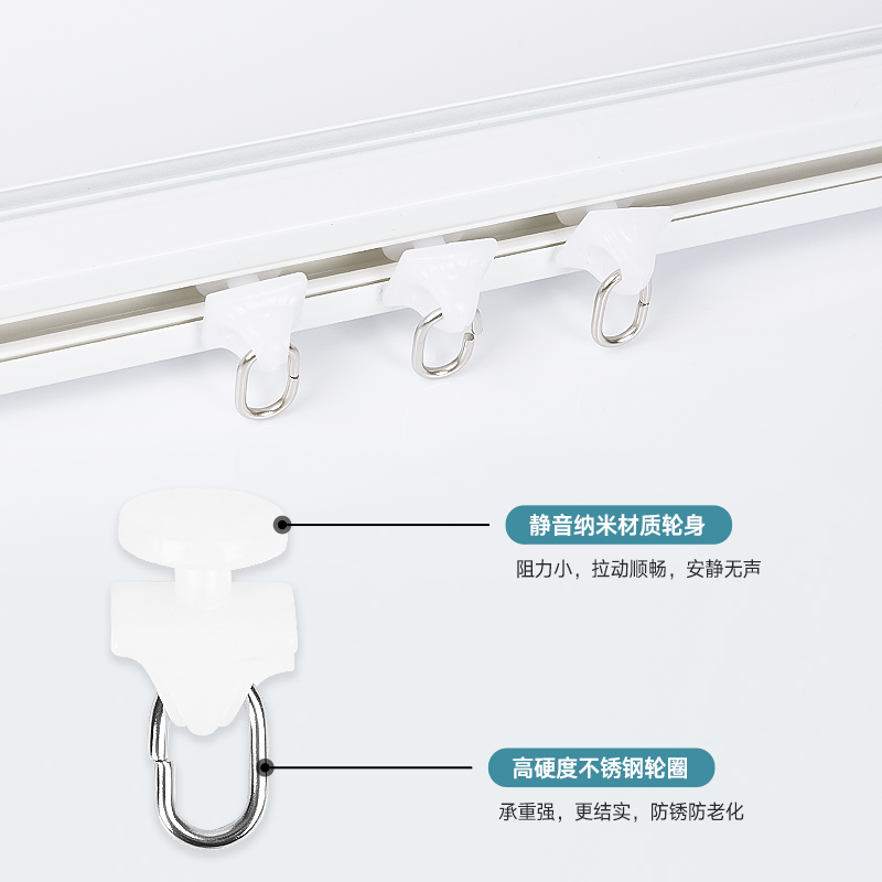 铝合金窗帘轨道罗马杆窗帘杆双轨单轨道滑轨滑轮滑道导轨顶装侧装
