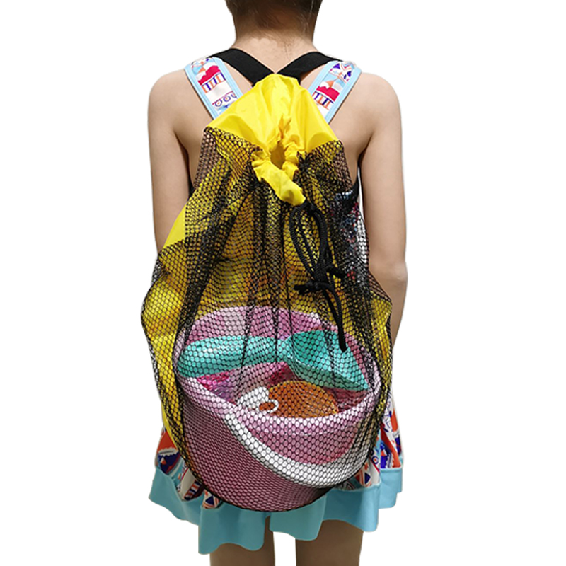 户外儿童沙滩h玩具网袋玩沙工具网兜束口可背可调节大容量沙滩背