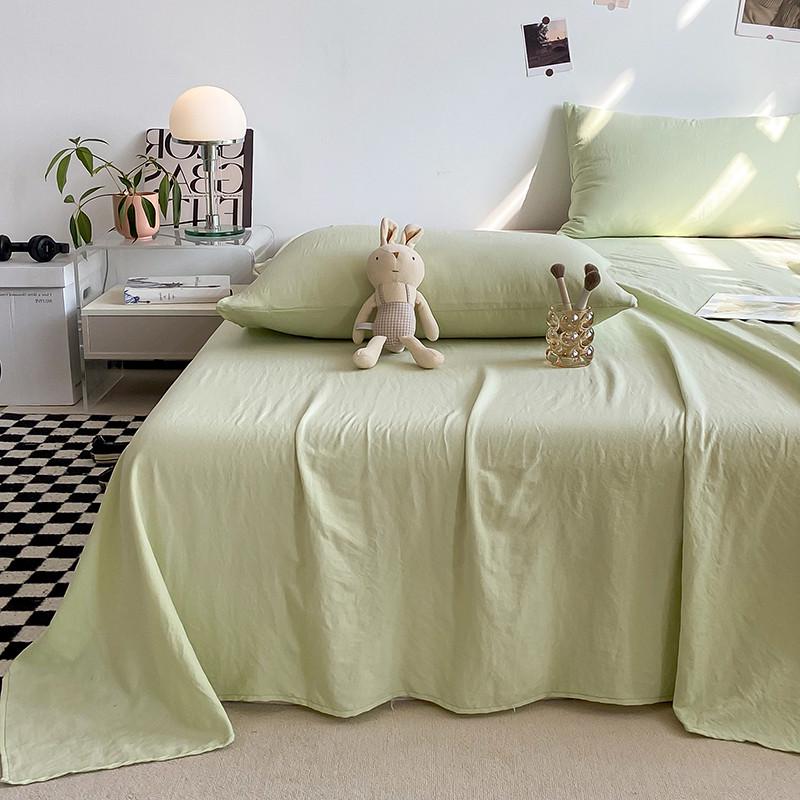 三件套单人日式家用单学生宿舍棉枕套被单床上床单纯色单件水洗垫