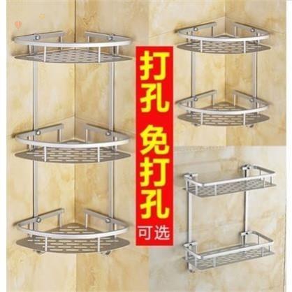 打孔304不锈钢浴室三角形化妆室置物架壁挂冲凉房三脚架厕所用品