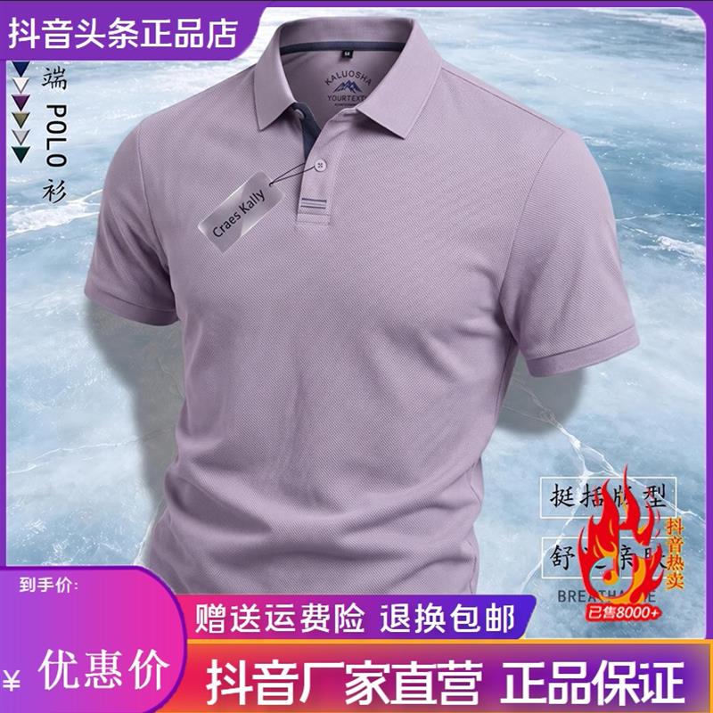 蓝及轻奢轻奢高端男商务休闲翻领Polo衫夏季透气百搭短袖上衣T恤