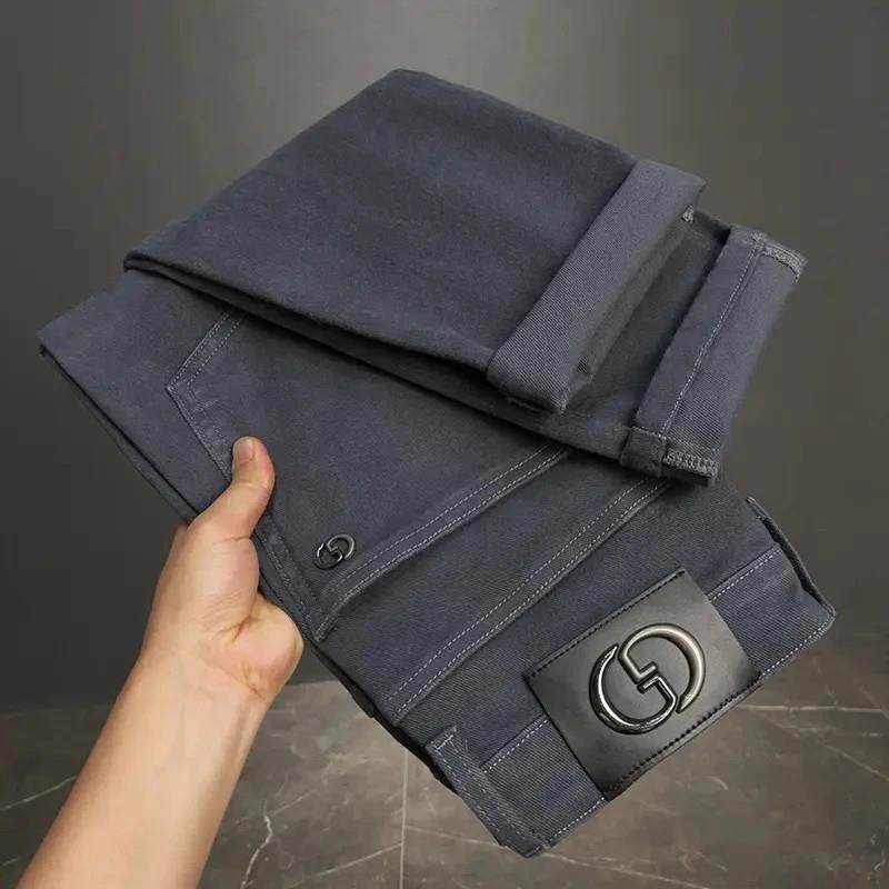 壹号轻奢男装男士九分牛仔裤秋冬新款欧洲站修身弹力小直筒休闲长