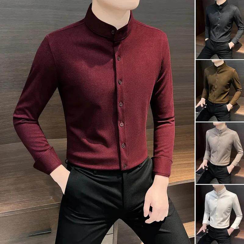 JAKE CAVOS鞋服旗舰新款加绒立领磨毛长袖衬衫男款冬季发热衣