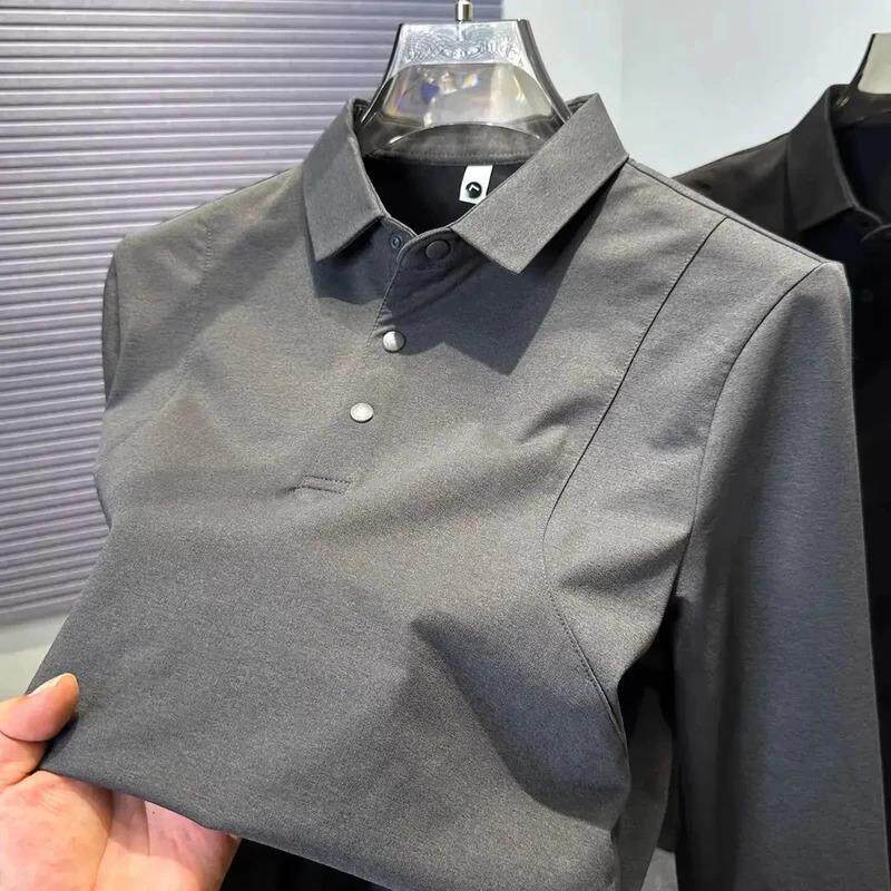翁鱼春夏polo衫男款春秋款轻量化户外运动速干多功能长袖翻领上衣