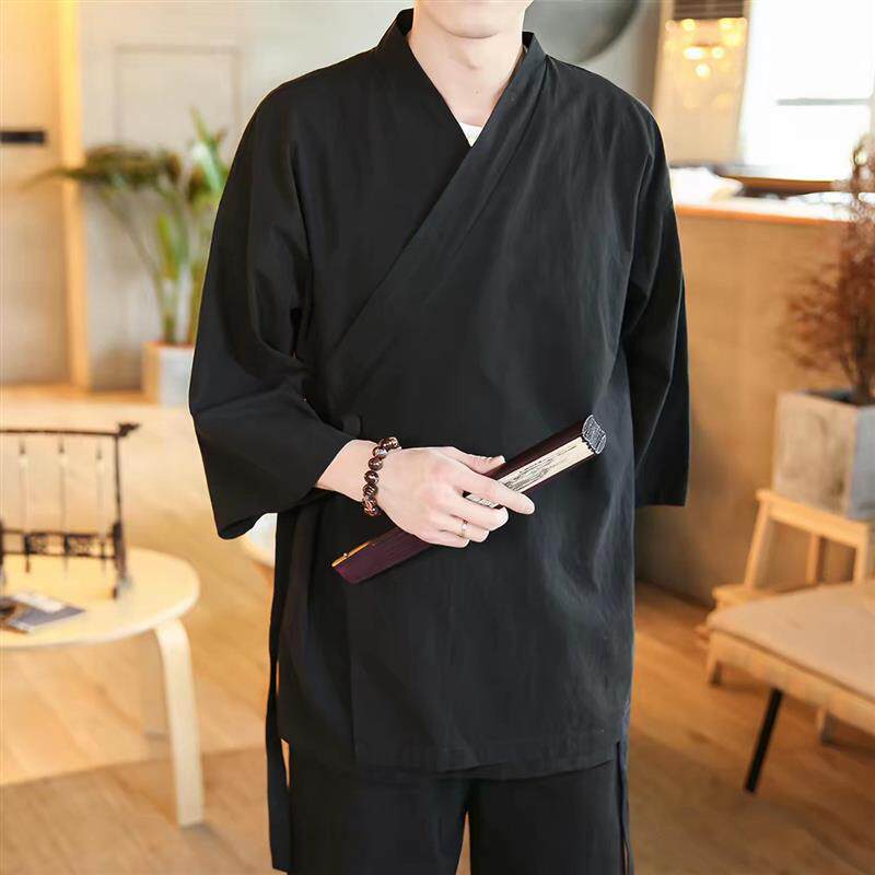 国风美学】男士明制汉服男道袍交领古装道服交襟禅意斜襟系带上衣