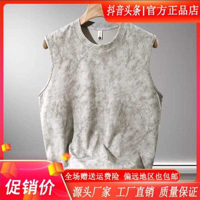 师凯服饰Amphelisia无袖背心大码宽松夏圆领男士t恤运动跨栏健身